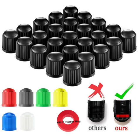 Lot de 10 pour Pneus de Voiture, Couvre-Valves, Capsules de Valve pour Automobiles, SUV, Motos, Vélos - Adaptés à Tous Les Valves Schrader (Noir) (1/5)