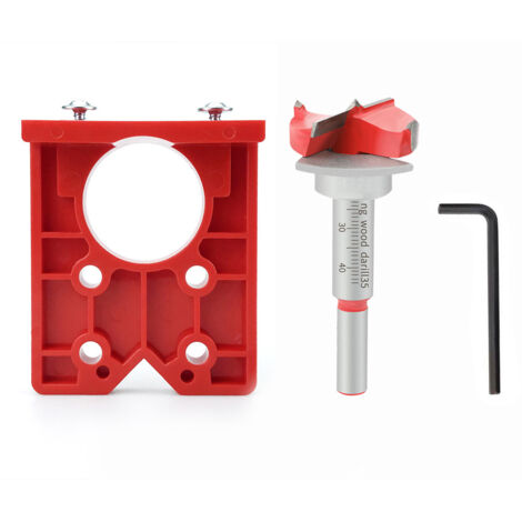 Adaptateur de rail de guidage pour le travail du bois, outil de perçage pour charnières de 35 mm, gabarit de perçage professionnel pour charnières de 35 mm, tableau des trous de finition, rouge (1/5)