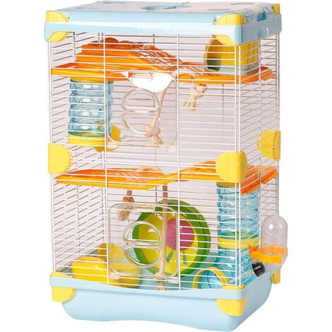 Cage pour Hamster Roborowski 2 Étages - 27.7 20.5 42.5cm Avec Roulette pour Boire et Manger (Bleu) (1/5)