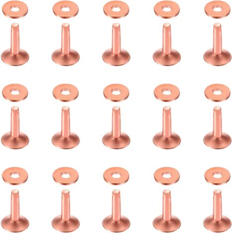 Lot de 50 rivets et bavures en cuivre 10 × 3,3 × 12 mm pour ceintures, portefeuilles, colliers, produits en cuir, fournitures artisanales (1/5)