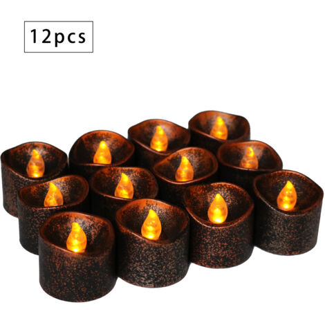 Lot de 12 bougies LED, piles CR2032, bougies inodores, bougies chauffe-plat transparentes sans flamme, scintillantes (1/5)