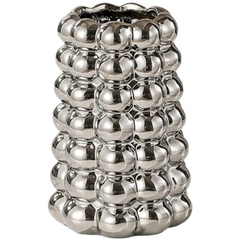 Vase décoratif verre bouteille, gris / argent l.13.7 x H.30 cm, Diam.13