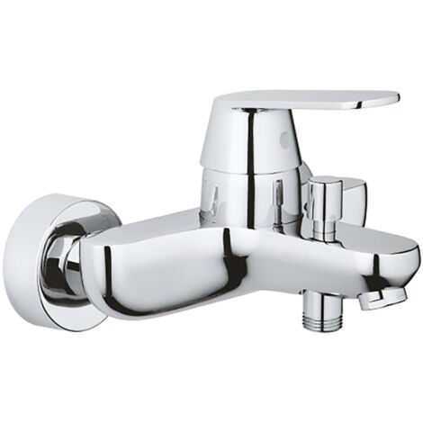 Robinet de bain-douche monocommande, robinet mural, raccord fileté, avec rosace métallique, argent (1/3)