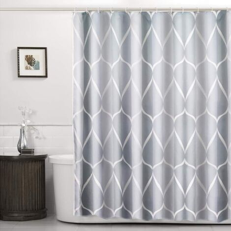 Rideau de douche imperméable en polyester avec treillis et séchage rapide, ourlet lesté, rideau de douche salle de bain durable et lavable, gris(120×200) (1/5)