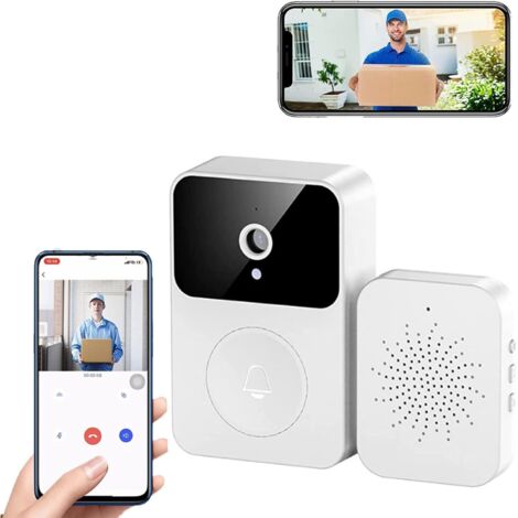 Sonnette Sans Fil Connectée Avec Caméra De Surveillance, Wifi Smart Camera, Enregistrement Vidéo, Sonnette Porte (Type-C), Plusieurs Sonnerie Rechargeable, Connexion Smartphone Android Et Iphone.