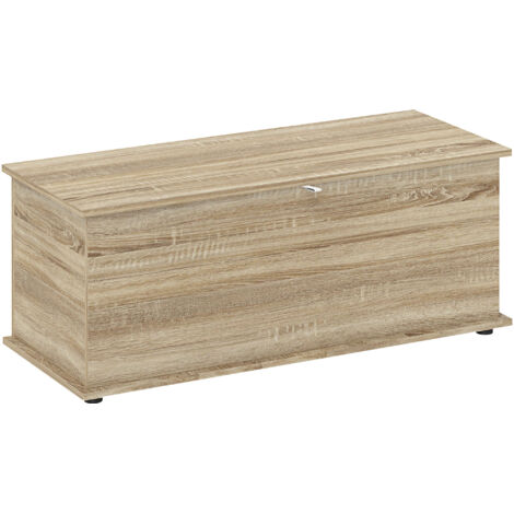 Coffre de rangement. banc de rangement avec couvercle rabattable et charnières de sécurité. 100 x 40 x 40 cm. naturel