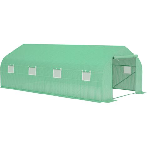 Serre en aluminium, Serre en aluminium, Châssis froid, Serre à plantes, Serre à tomates, Toit à pignon, 595 × 300 cm (L) × 200 cm (H)