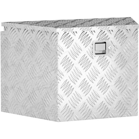 Boîte à outils pour remorque boîte de rangement en aluminium verrouillable en forme trapézoïdal 73,7 x 41 x 46 cm argent