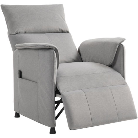 Fauteuil relax électrique avec fonction mémoire, repose-pieds rétractable, télécommande, gris (1/4)