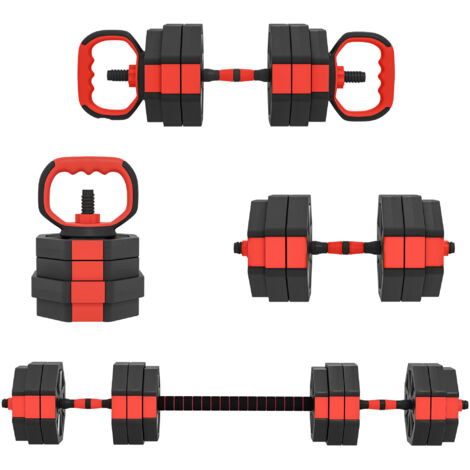 Ensemble d'haltères 4 en 1 : haltères et barres réglables de 25 kg pour l'entraînement de force à domicile (1/5)