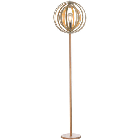 Lampadaire sur Pied Circulaire 40 W Max. Abat-Jour bois naturel clair dim. Ø 38 x 160 cm (1/5)