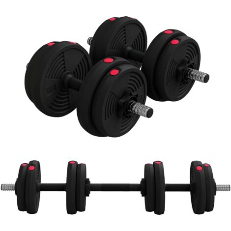 Haltères 2 en 1 réglables, haltères libres avec poignées antidérapantes, 15KG - Barres incluses (1/5)