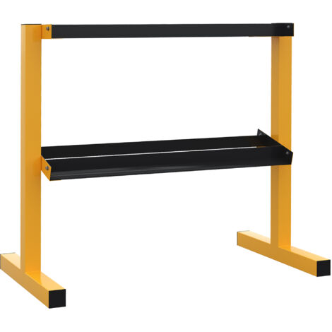Support pour haltères, jusqu'à 270 kg, 2 étagères, structure en acier, jaune, 92,5 x 50,5 x 80,5 cm (1/5)
