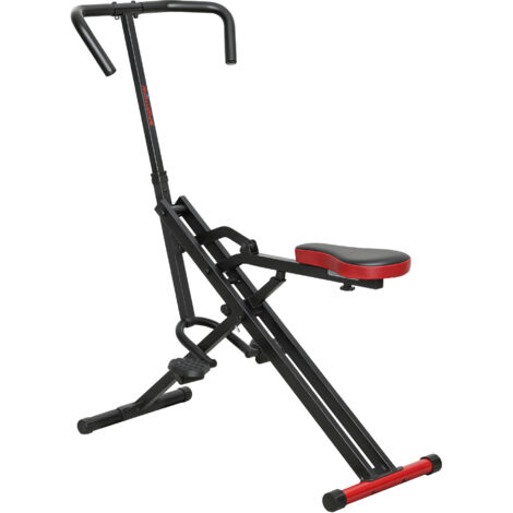Appareil de fitness réglable, tubes métalliques, pédales, pliable, rouge (1/5)