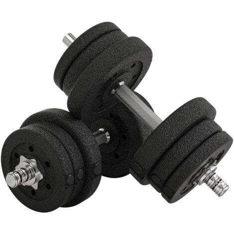 Ensemble d'haltères courtes total 25 kg dumbbell paires poids réglable - barres incluses acier polyuréthane noir (1/5)