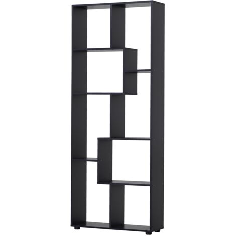 Bibliothèque étagère Zig zag Design Contemporain 70L x 24l x 178H cm Panneaux Particules noir (1/4)