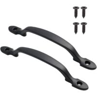 Lot de 2 poignées de porte de grange en fonte - 15,8 cm - Style rustique - Pour portes, portails, clôtures, garage, placard, extérieur et intérieur - noir