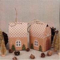 10pcs Christmas Kraft Paper Coffrets de Cadeaux Forme de la Maison avec des Cordes Candy Sacs-Cadeaux Boîte d'emballage for Boîte Cadeau for Enfants Nouvel an