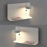 2 Pack Applique LED orientable 12W avec charge USB Appliques Murales 3 Température de Couleur Rotation 330° Éclairage Lampe Murale Moderne avec Interrupteur Interieur Blanc Lampes de Lecture [Classe