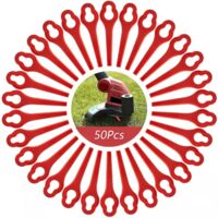 Lot de 50 Lames compatible pour Ferrex Aldi Far 20-i Coupe Bordure, lames de rechange pour Coupe Bordure sans fil Ferrex L95(13×8mm-rouge)