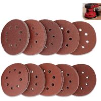 Lot de 100 Disque de Ponçage Papier Abrasif 125 mm, Papier de Verre à Fixation en Nylonpour Ponceuse Excentrique Disques Abrasifs de 40/60/80/100/120/180/240/320/400/800 (10 par taille)