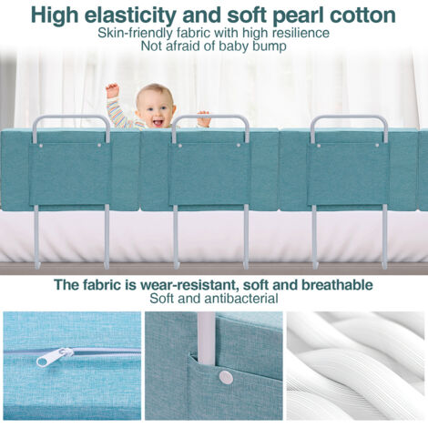 Protection De Lit Bébé Anti-chute - Housse Rembourrée 250 X 30 Cm, Fixation Par Lacets, Douce Et Lavable