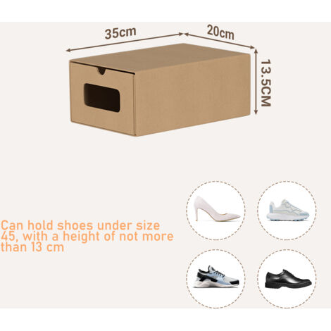 Lot De 20 Boîtes à Chaussures Empilables En Papier Kraft Avec Couvercle Et Fenêtre Transparente