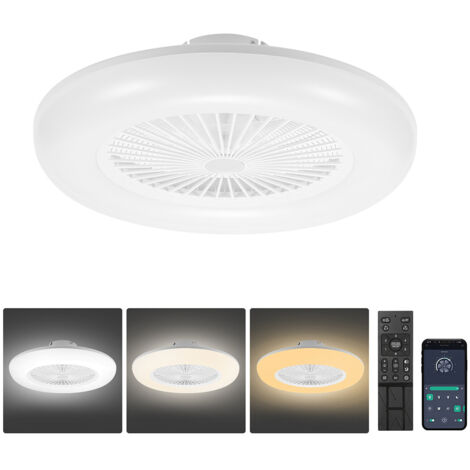 Wolketon Ventilateur de plafond LED avec éclairage et télécommande - ventilateur dimmable 80W