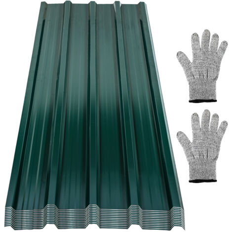 Wolketon 24x Tôles profilées ondulées revêtement mur toit abri de jardin, Vert, 129cm x 46cm = 14.24m²