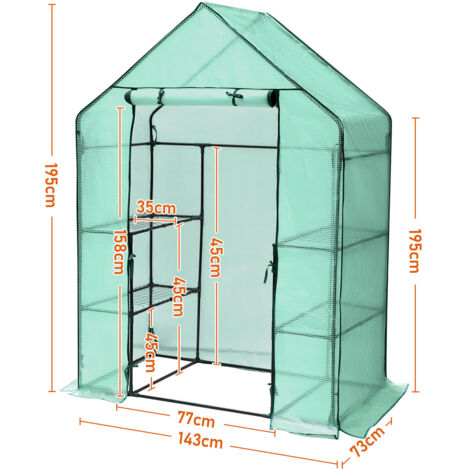 Housse Serre De Jardin 143×73×195 Cm – PE Renforcé UV – Porte Zippée Enroulable – Protection Froid & Gel