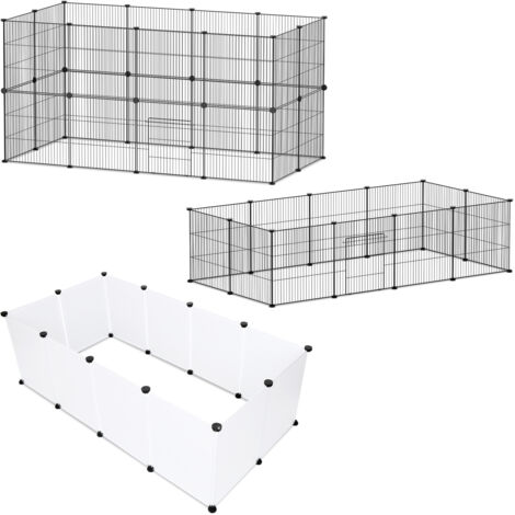 Wolketon Enclos pour animaux Enclos Modulable petits animaux Facile à assembler Noir 110 x 110 x 47 cm