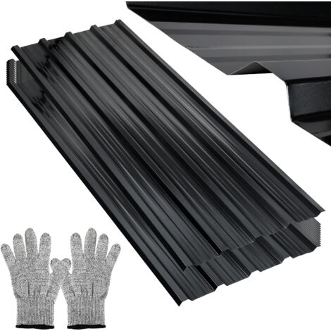 Wolketon 36x Tôles profilées ondulées revêtement mur toit abri de jardin, Gris, 129cm x 46cm = 21.36m²