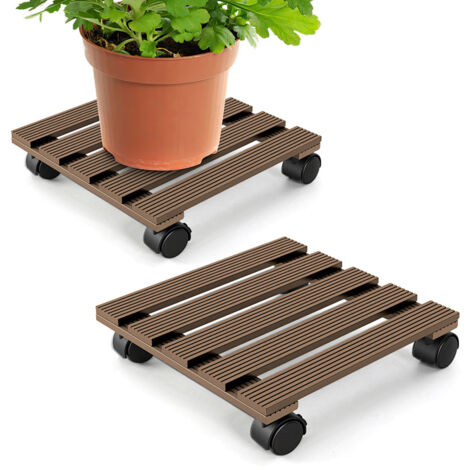 Sertay Lot De 2 Planches à Roulettes Pour Plantes - Supports Mobiles En Bois 30x30cm