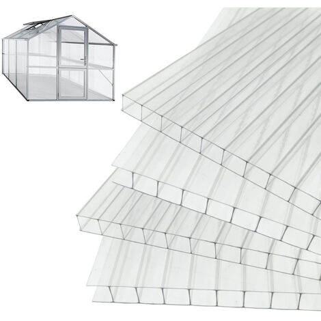 14 Plaque de polycarbonate creux 4 mm, Plaques alvéolaires en polycarbonate 10,25 m², Plaques à double paroi polycarbonate alvéolaire résistant aux UV Panneau pour serre, 60,5 x 121 cm