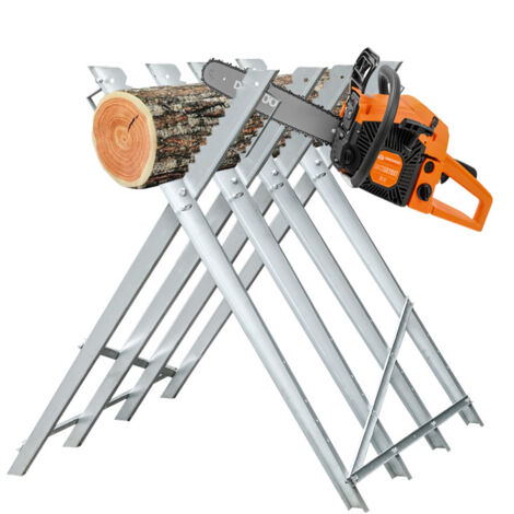 TolleTour Chevalet de sciage en acier galvanisé - avec dents 150kg - pliable 4 tréteaux (1/5)