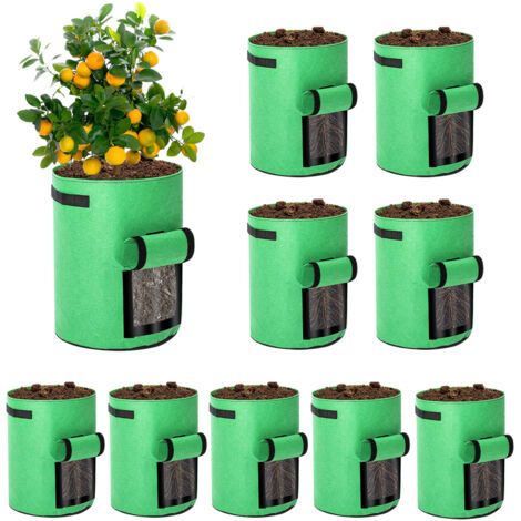 SWANEW 10Pcs Sac à Plantes, Sac de Plantation avec Poignées, Kit de Jardinière 10 Gallons Sac de Fleurs Jardin Réutilisable Multi-Usages (1/5)