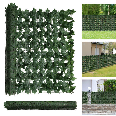 Wolketon Haie artificielle 1 x 3 m, brise-vue extensible avec feuilles de patate douce vert foncé, clôture décorative pour balcon, terrasse, jardin, avec 100 attaches de 10 cm