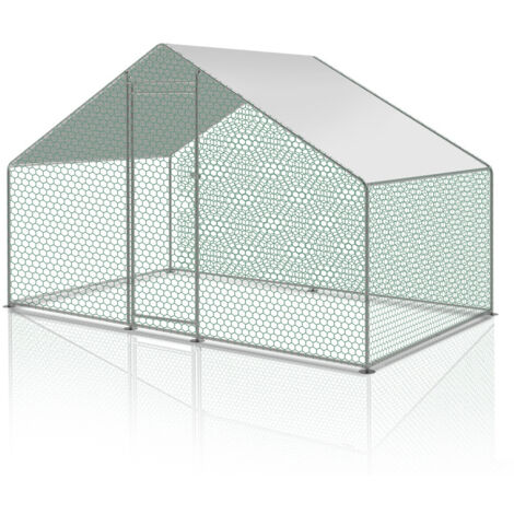 EINFEBEN Poulailler 3x2x2m Enclos XL avec serrure enclos extérieur en acier galvanisé pour petits animaux poules cage à oiseaux petits (1/5)