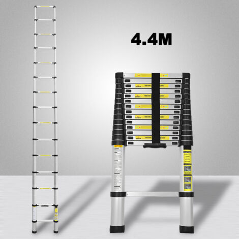EINFEBEN Échelle télescopique échelle extensible jusqu'à 150 kg Escabeau stable en aluminium 4,4 m (1/5)