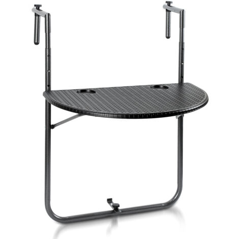 EINFEBEN Table de balcon pliante pliable appoint table suspendue rabattable hauteur réglable 64x60x84 cm noir (1/5)
