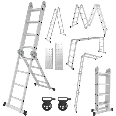 SWANEW Echelle pliante Echelle multifonctionnelle Echelle télescopique 4x4 470cm Echelle d'appui Echelle domestique Echelle en aluminium (1/5)