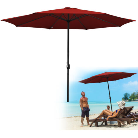 Parasol de Jardin Dia 350 CM Strucutre en Métal Robuste Anti-UV, Rouge, Parapluie hawaïen, Parapluie d'extérieur (1/5)