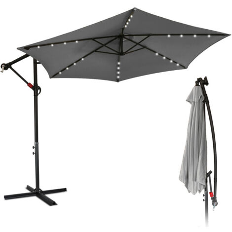 EINFEBEN Parasol Deporté Jardin Pavillon de jardin avec éclairage LED 350cm - Gris (1/5)