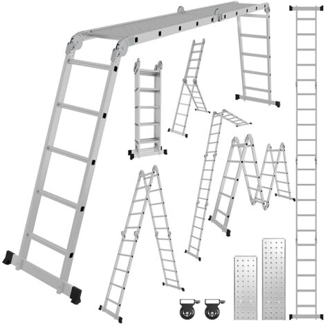 Swanew – Échelle télescopique 582cm – Aluminium – 20 marches – Charge max 150kg – Antidérapante – Pliable pour rangement facile