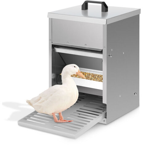 EINFEBEN Mangeoire poules automatique – Alimentateur 5KG avec pédale, trappe et couvercle étanche, pour poules, canards et dindes 42x41x25cm (1/4)