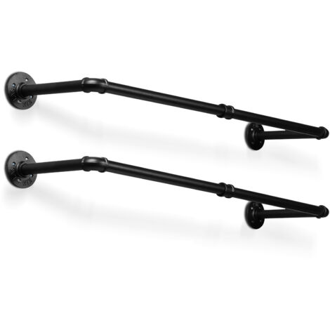EINFEBENPortemanteau mural, lot de 2, Barres de suspension pour vêtements en tuyaux industriels, gain de place, 92x30cm, capacité de 65kg, installation facile (1/5)