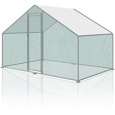 Swanew – Enclos poulailler 3 x 2 x 2 m – Acier galvanisé avec parc grillagé et serrure – Résistant aux intempéries et UV – Pour petits animaux