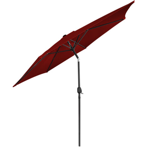 Parasol Ø270CM - Hauteur et Angle Réglables - Système de Manivelle, Rouge, Parapluie hawaïen, Parapluie d'extérieur (1/5)