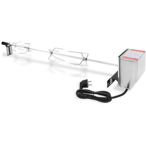 SWANEW Broche BBQ 117cm 230V en Acier affiné 4 Fourches incluses Grillade Rôtisserie Barbecue (1/5)