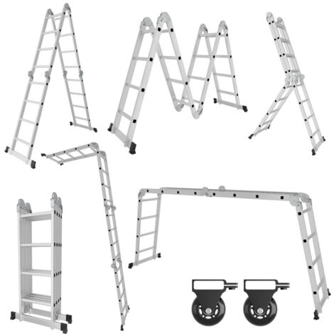 SWANEW Echelle pliante Echelle multifonctionnelle Echelle télescopique Echelle à cadre A 4x4 470cm Echelle domestique Echelle en aluminium (1/5)